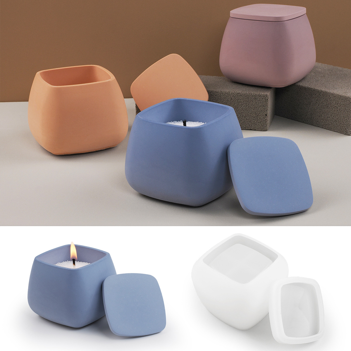 Square Candle Jar Silicone Mol - Kraft Box Candle ulasan dan harga