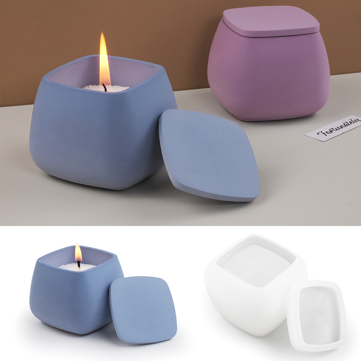 Square Candle Jar Silicone Mol - Kraft Box Candle ulasan dan harga